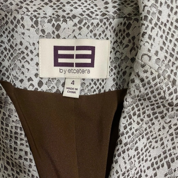 E3 By Etcetera Snake Print Blazer Jacket Size 4 Brown & White Career Wear - Picture 5 of 8